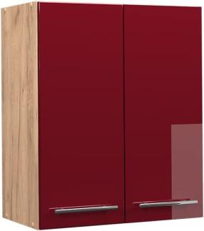 Vicco Küchenschrank Küchenmöbel Fame-Line modern Küche Einbauküche Küchenzeile Blende Unterschrank Hochschrank Hängeschrank Hochglanz (Eiche-Rot, Hängeschrank 60 cm)