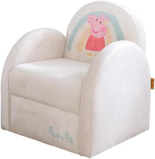 roba Kindersessel im Peppa Pig Design - Sessel mit Armlehne für Jungen & Mädchen ab 18 Monaten - Belastbar bis 80 kg - Samtbezug in Beige