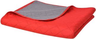 Zweiseitige Tagesdecke Gesteppt Rot und Grau 220x240 cm