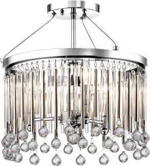 Elegante LED Deckenleuchte 3-flammig mit filigranem Kristall Glas Chrom, Ø38cm