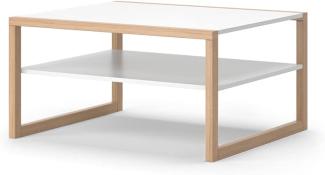 Vicco Couchtisch Davos 87x45cm, weiß, moderner Tisch mit Ablage für Wohnzimmer