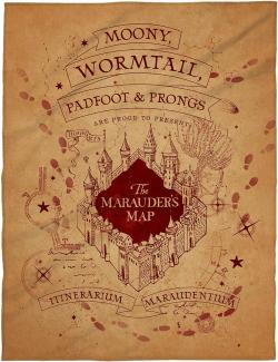 Große Fleece-Decke Kuscheldecke Harry Potter Marauder's Map 150x200cm