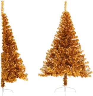 Künstlicher Halb-Weihnachtsbaum mit Ständer Gold 120 cm PVC