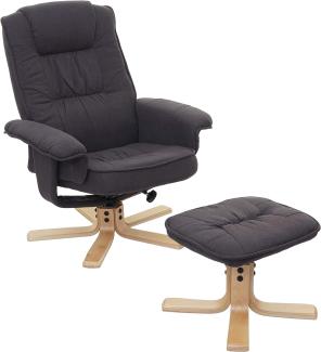 Relaxsessel M56, Fernsehsessel TV-Sessel mit Hocker, Stoff/Textil, MVG-zertifiziert ~ dunkelgrau
