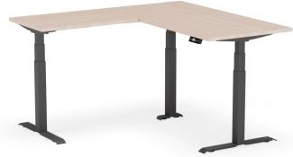 elektrisch höhenverstellbarer Schreibtisch L-SHAPE 160 x 160 x 60 - 80 cm - Gestell Schwarz, Platte Eiche