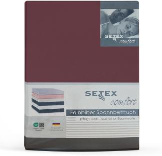 SETEX Feinbiber Spannbettlaken, 180 x 200 cm großes Spannbetttuch, 100% Baumwolle, Bettlaken in Bordeaux (Wein-Rot)