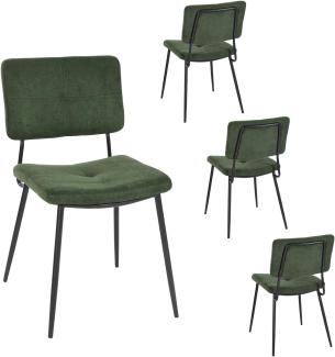 MEUBLE COSY Esszimmerstühle 4er Set Küchenstühle Ergonomisch Wohnzimmerstuhl Polsterstuhl mit Rückenlehne Sitzfläche aus Stoff Metallbeine, Retro, Grün, 54x45x82cm