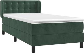 vidaXL Boxspringbett mit Matratze Dunkelgrün 90x200 cm Samt