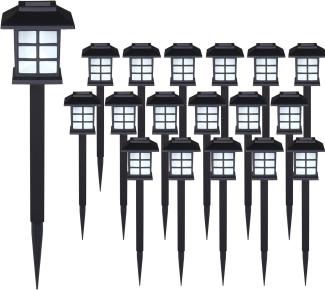 LED Solarleuchte Dämmerungssensor 18er-Set wetterfest und robust Gartenleuchte schwarz