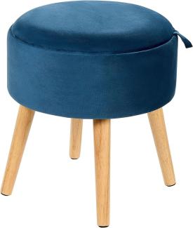 Hocker mit Stauraum Samtstoff Holz marineblau NEELY