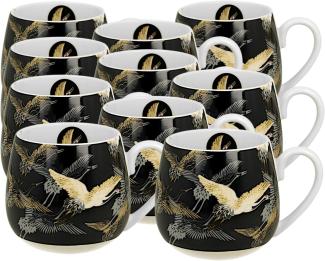 DUO ART GALLERY Fassbecher 430 ml CRANES AT NIGHT New Bone China Porzellan