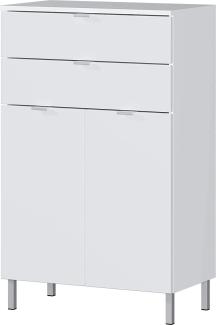 Germania Kommode 8531-84 GW-MAURESA, in weiß, Fronten in Hochglanz, zwei Schubkästen, 60x97x34 cm (BxHxT)