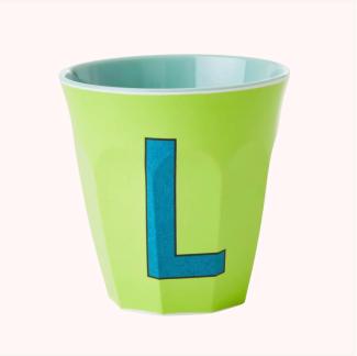 Rice Two Tone Lime Green Melamin Becher Buchstabe L