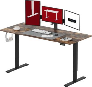 SANODESK Höhenverstellbarer Schreibtisch 160 x 60 cm Schreibtisch Höhenverstellbar Elektrisch Ergonomischer Steh-Sitz Tisch Computertisch für Heimbüro Homeoffice(braun)