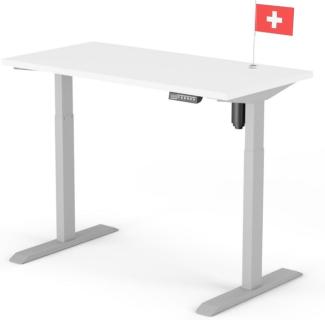 elektrisch höhenverstellbarer Schreibtisch ECO 120 x 60 cm - Gestell Grau, Platte Weiss