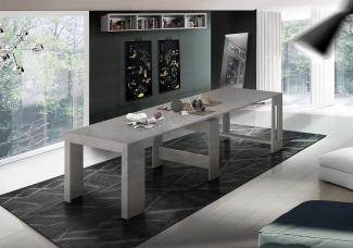 Dmora Moderner Esstisch, Made in Italy, Ausziehbare Konsole bis 12 Sitzplätze, mit Verlängerungshalter, 51x90h77 cm (bis 300 cm) Farbe Ash Grey