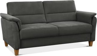 CAVADORE 3er-Sofa Palera mit Federkern / Kompakte Dreisitzer-Couch im Landhaus-Stil / passender Sessel und Hocker optional / 179 x 89 x 89 / Mikrofaser, Grau