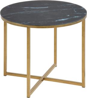 Alisma Ecktisch Ø50 schwarz Marmordruck Tisch Beistelltisch Couchtisch Sofatisch