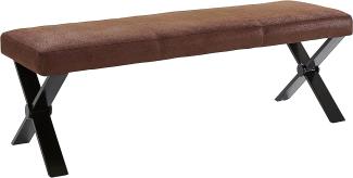 byLIVING Vorbank Claude / Moderne Sitzbank mit einem Vintage-Bezug in braun / Metall Gestell schwarz pulverbeschichtet / Bank ohne Rückenlehne / B 160, H 51, T 51,5 cm