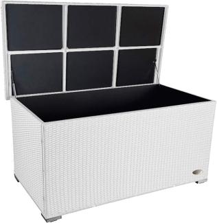 XXL Kissenbox ca. 950L auch als Tisch nutzbar mit doppel Hubautomatik u. Innenverkleidung, Farbe Weiss,