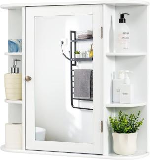 COSTWAY Spiegelschrank Badezimmer, Badezimmerspiegel mit Ablagen, Badezimmerspiegelschrank weiß, Wandschrank mit Badspiegel, Hängeschrank mit Spiegeltür (White)