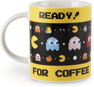 Excelsa Pac Man Mug, Porzellan, Weiß mit dekorativen Verzierungen Ready for Coffee