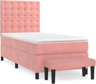 vidaXL Boxspringbett mit Matratze Rosa 90x200 cm Samt