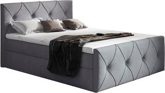 Stylefy 'Arian Lux' Boxspringbett, Velours Dunkelgrau, 160 x 200 cm