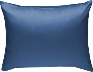 Bettwaesche-mit-Stil Mako-Satin / Baumwollsatin Bettwäsche uni / einfarbig Jeans Blau Kissenbezug 70x90 cm