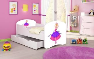 Kinderbett Luna mit Stauraum und verschiedenen Motiven 160x80 Princess