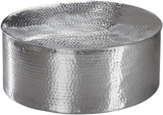 Wohnling Couchtisch RAHIM 75 x 31 x 75 cm Aluminium Beistelltisch orientalisch rund, Silber