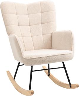 HOMCOM Schaukelstuhl Schwingsessel Akzentstuhl Wohnzimmersessel Relaxsessel Schaukelsessel für Schlafzimmer, Belastbarkeit bis 120 kg, Berbervlies, Beige 71 x 92 x 101 cm