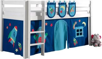Spielbett Pino mit Textilset Vorhang und 3 Taschen "Astro"