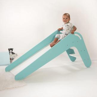 KidsBo Indoor-Holzrutsche Pastellblau/Weiß