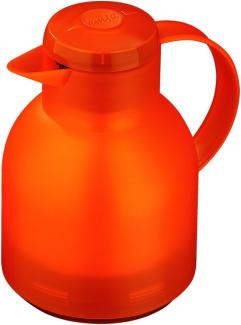 Emsa Samba Isolierkanne 504234 | 1 Liter | Quick Press Verschluss | 100% dicht | 12h heiß, 24h kalt | Transluzent Orange
