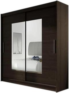 Kleiderschrank mit Schiebetüren CARLA VII mit Spiegel, 180x215x57, schokoladenfarbig