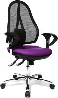 Topstar Open Point SY Deluxe, ergonomischer Syncro-Bandscheiben-Drehstuhl, Bürostuhl, Schreibtischstuhl, inkl. Armlehnen (höhenverstellbar), Stoff, lila