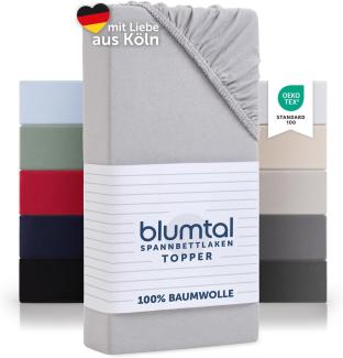 Blumtal® Basics Jersey (2er-Set) Spannbettlaken 200x200cm -Oeko-TEX Zertifiziert, 100% Baumwolle Bettlaken, bis 7cm Topperhöhe, Moonlight Grey - Grau