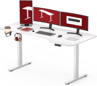SANODESK Höhenverstellbarer Schreibtisch 160 x 75 cm Schreibtisch Höhenverstellbar Elektrisch Ergonomischer Steh-Sitz Tisch Computertisch für Heimbüro Homeoffice(weiß)