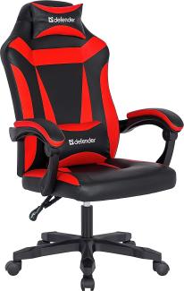 Defender Master Gaming Stuhl, Ergonomischer Bürostuhl mit Kopfstütze und Lendenkissen, Neigungswinkel 135°, höhenverstellbarer Schreibtischstuhl, bis 140 kg, Kunstleder, schwarz/rot