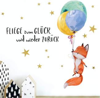 Little Deco 'Fuchs & Spruch Fliege zum Glück' Wandtattoo 87 x 50 cm (BxH)