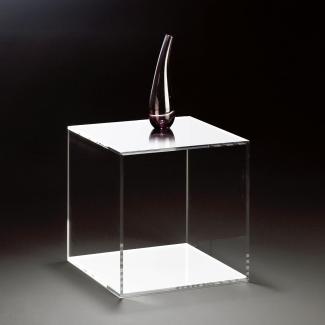 Beistelltisch, Acryl-Glas, Würfel, klar/weiß, 35 x 35 cm, H 35 cm, Acryl-Glas-Stärke 8 mm
