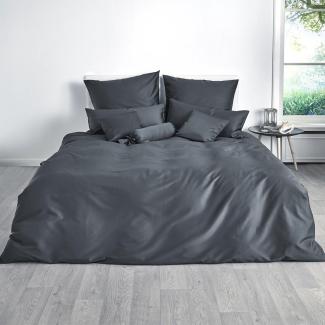 Traumschlaf Uni Mako-Satin Bettwäsche | 240x220 cm + 2x 40x80 cm | anthrazit