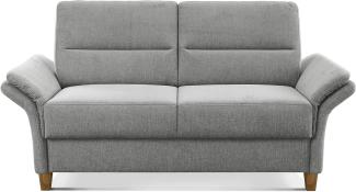 CAVADORE 2er Sofa Wyk / 2-Sitzer-Couch im Landhausstil mit Federkern + Holzfüßen / 166 x 90 x 89 / Chenille, Hellgrau