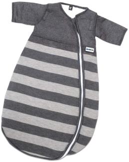 Gesslein 773092 Bubou Babyschlafsack mit abnehmbaren Ärmeln: Temperaturregulierender Ganzjahreschlafsack, Baby/Kinder Größe 110 cm, grau gestreift