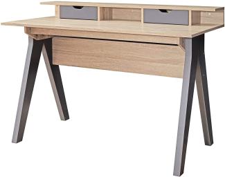 Wohnling Schreibtisch mit Schubladen MASSA Sonoma / Grau 120 cm