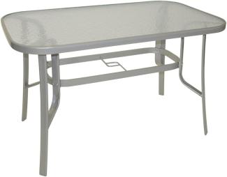 Gartentisch Tisch mit Glasplatte und Stahlgestell 120x70 cm