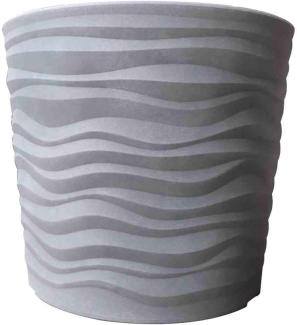 SIENA GARDEN Pflanzgefäß Madrid, rund, Ø 45x38 cm, aus Kunststoff Wellenoptik in retro-grau