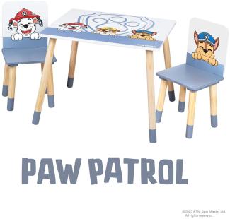 roba Kindersitzgruppe Paw Patrol - 2 Kinderstühle & 1 Tisch für Kinder - Sitzgarnitur / Sitzmöbel mit Zeichentrick Hunden - Holz weiß - ab 18 Monaten