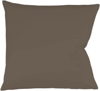 2 Stück Fleuresse Mako-Satin Kissenbezüge 40x40 cm uni mit RV DP 8031 espresso